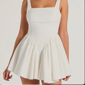 White Square-Neck Fit & Flare Dress